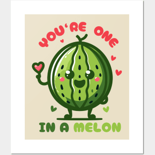 You Are One In a Melon | Cute Watermelon puns | One In A Million Quote Posters and Art